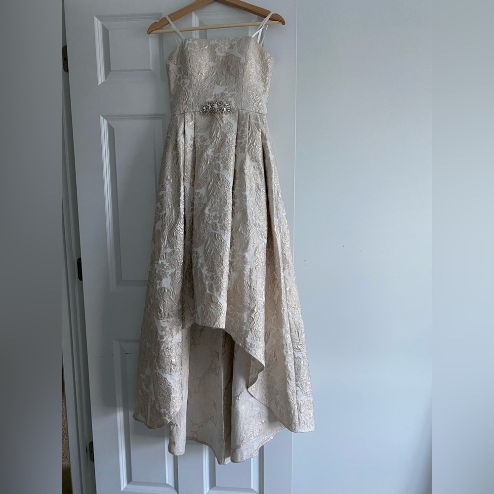 Betsy Adam size 2 high low ball gown